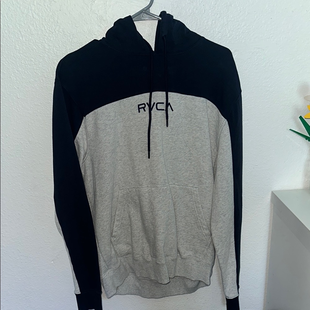 RVCA Men's Black and Gray Hoodie